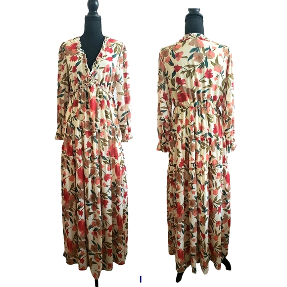 Nwt Women Floral Maxi Layers Dress - Picture 1 of 14
